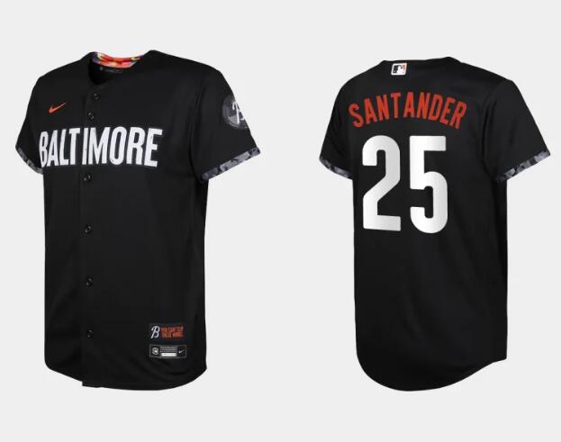 Youth Baltimore Orioles #25 Anthony Santander Black 2023 City Connect Stitched Baseball Jersey